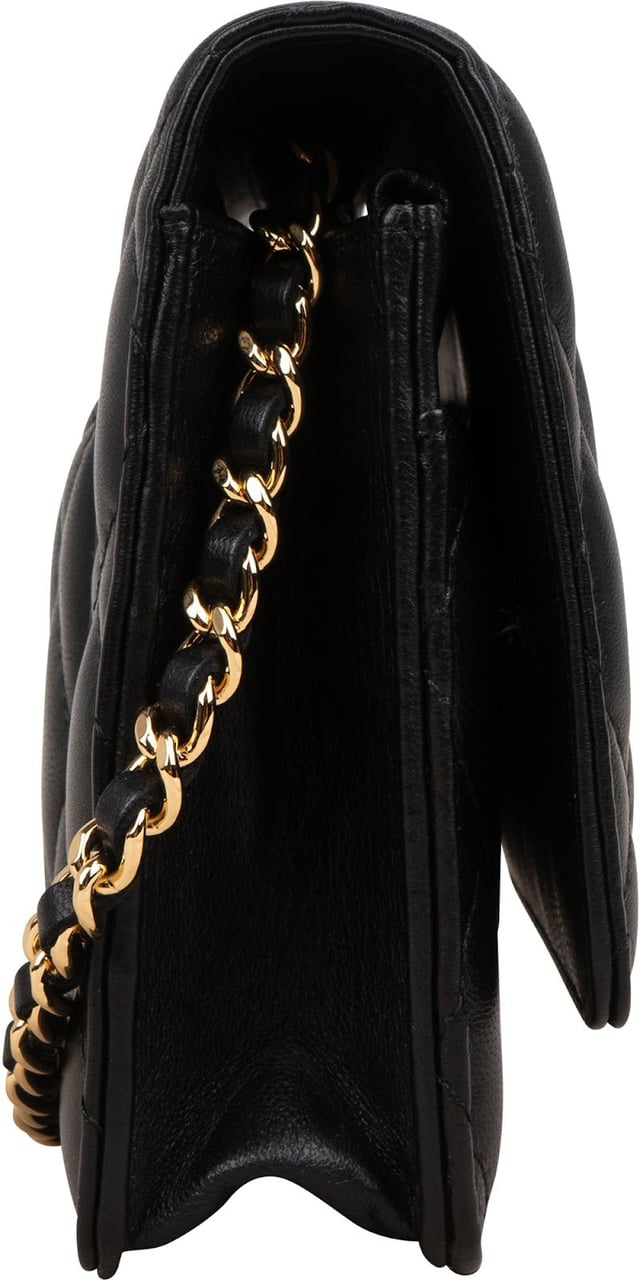 Chanel Quilted Lambskin Wallet on Chain Crossbody Bag Zwart