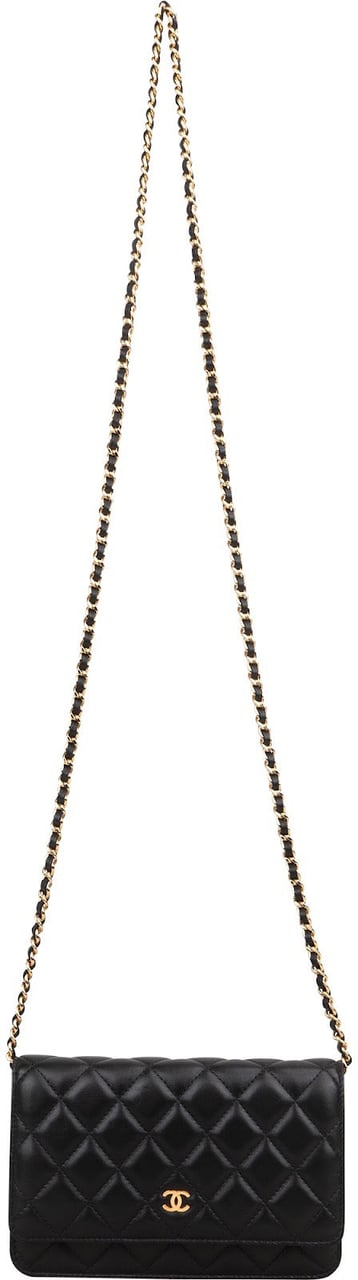 Chanel Quilted Lambskin Wallet on Chain Crossbody Bag Zwart