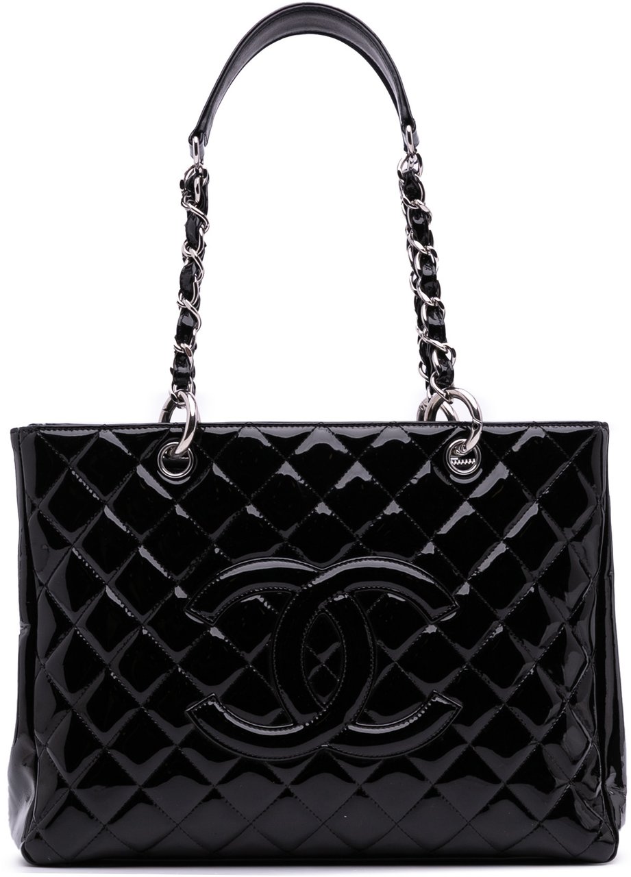 Chanel Patent Grand Shopping Tote Zwart