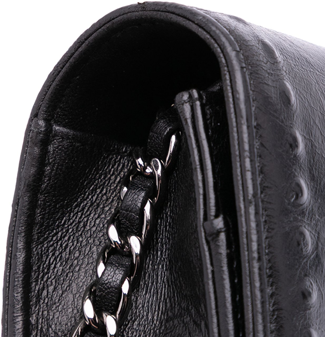 Chanel CC Embossed Lambskin Wallet on Chain Zwart