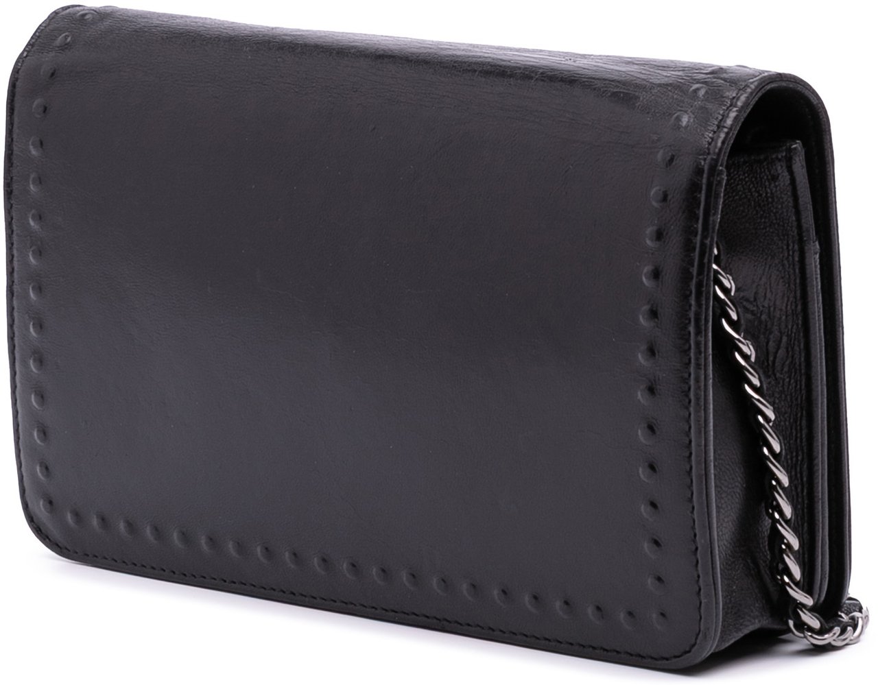 Chanel CC Embossed Lambskin Wallet on Chain Zwart