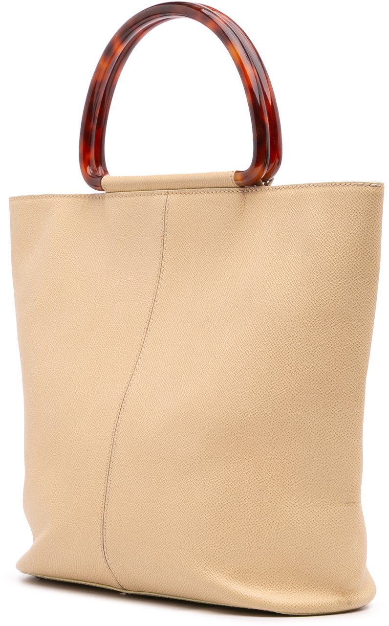 Chanel Grained Calfskin Tortoise Top Handle Tote Bruin