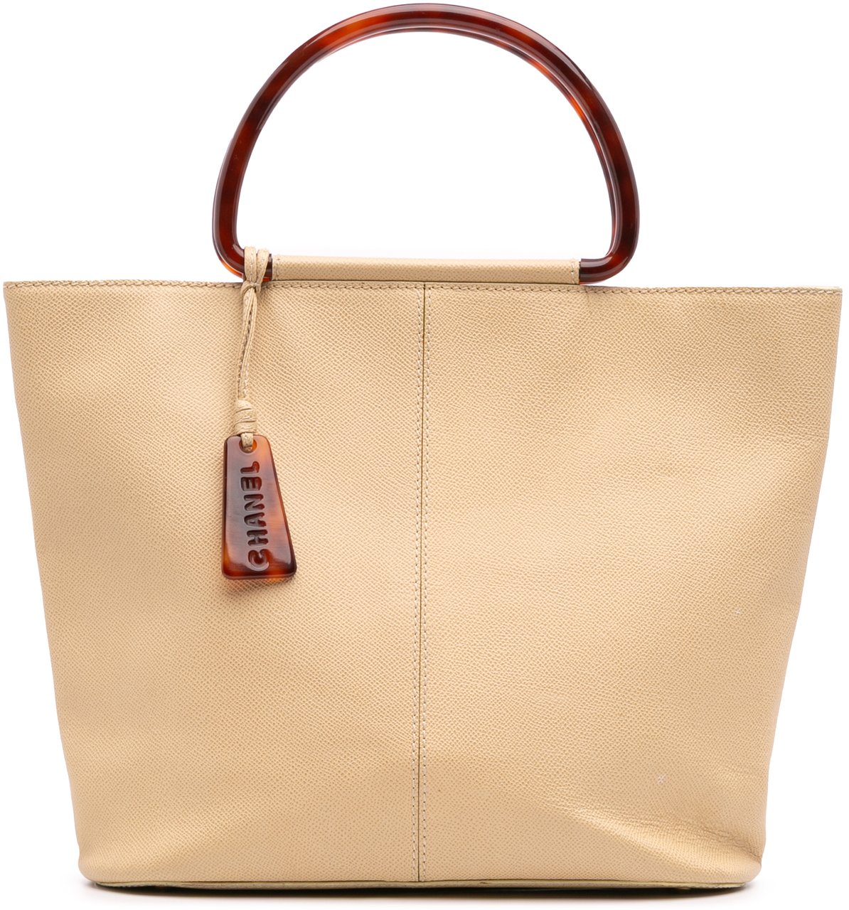 Chanel Grained Calfskin Tortoise Top Handle Tote Bruin