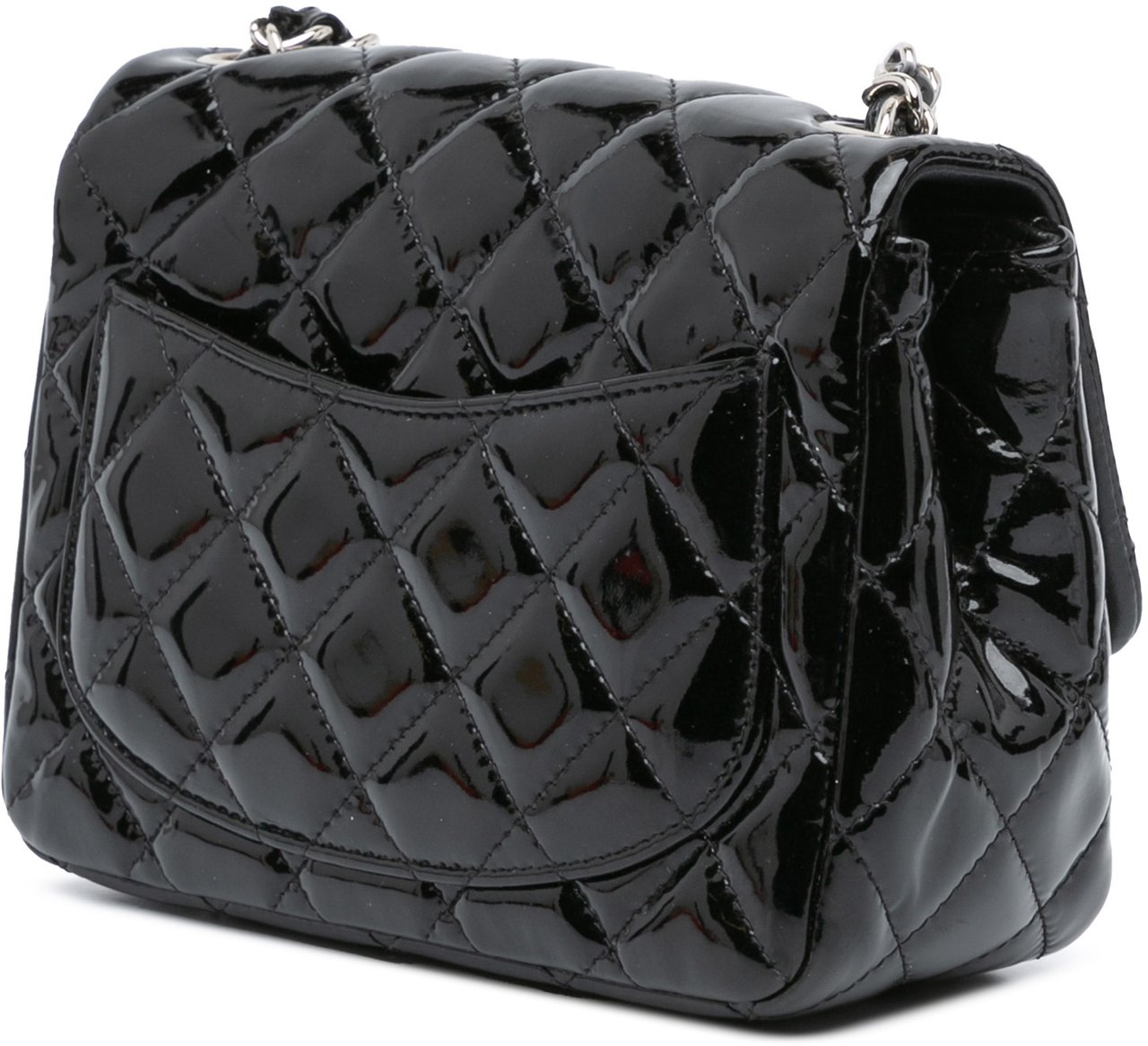 Chanel Mini Square Classic Patent Single Flap Zwart