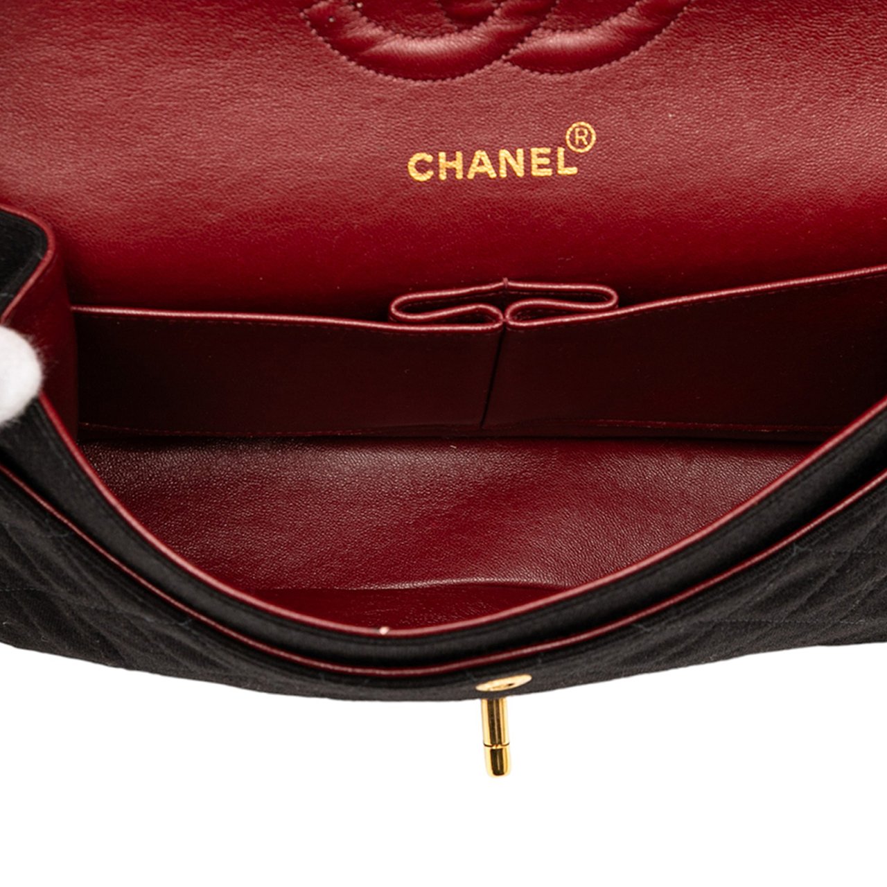 Chanel Medium Classic Jersey Bijoux Chain Double Flap Zwart