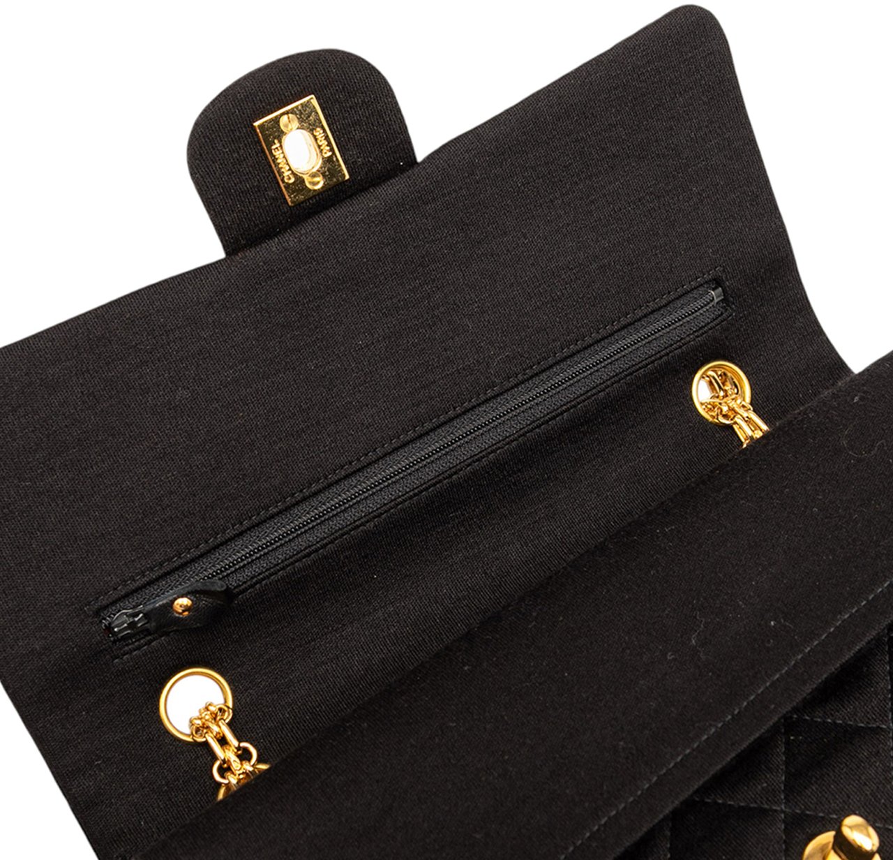 Chanel Medium Classic Jersey Bijoux Chain Double Flap Zwart