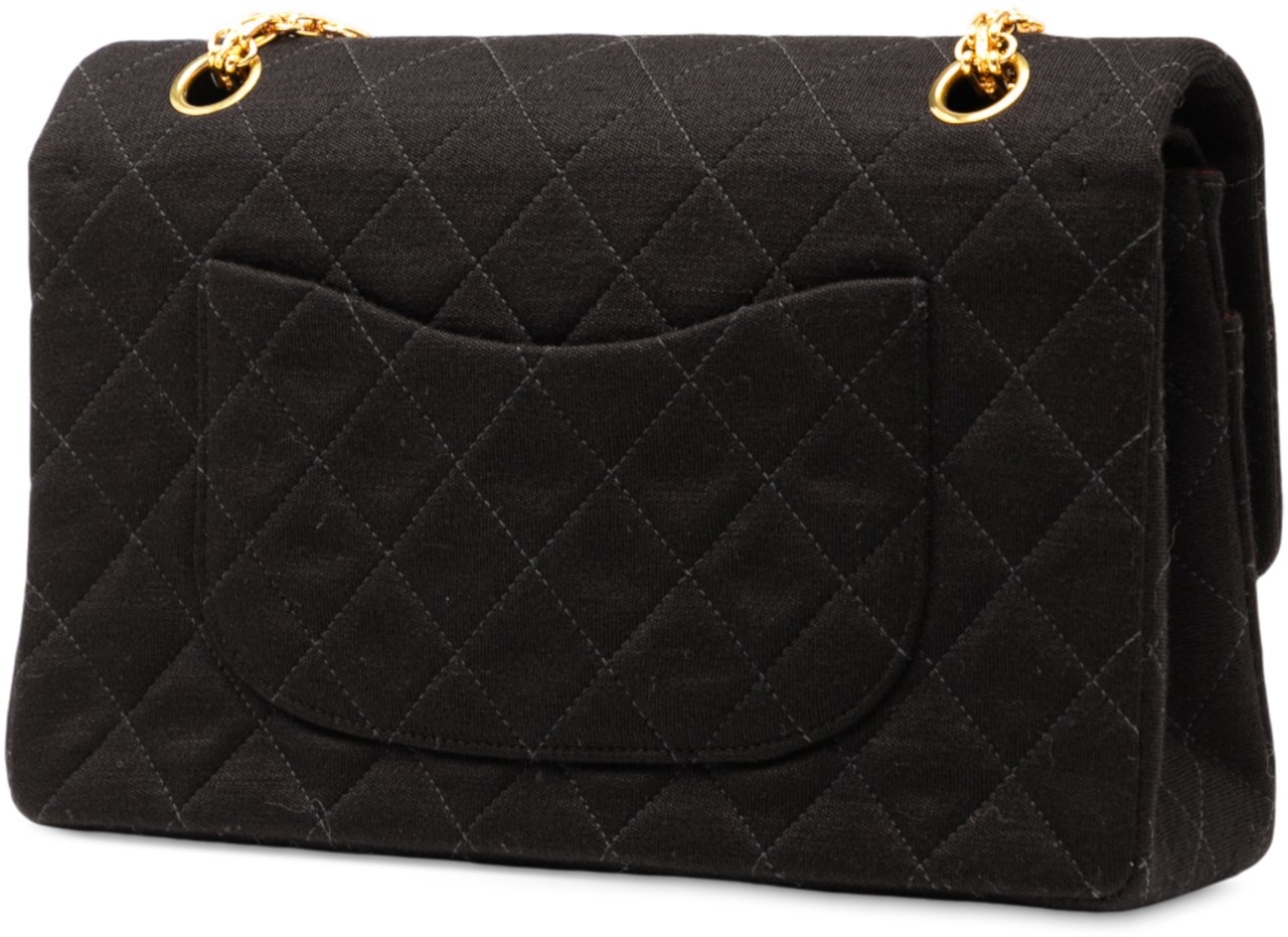 Chanel Medium Classic Jersey Bijoux Chain Double Flap Zwart