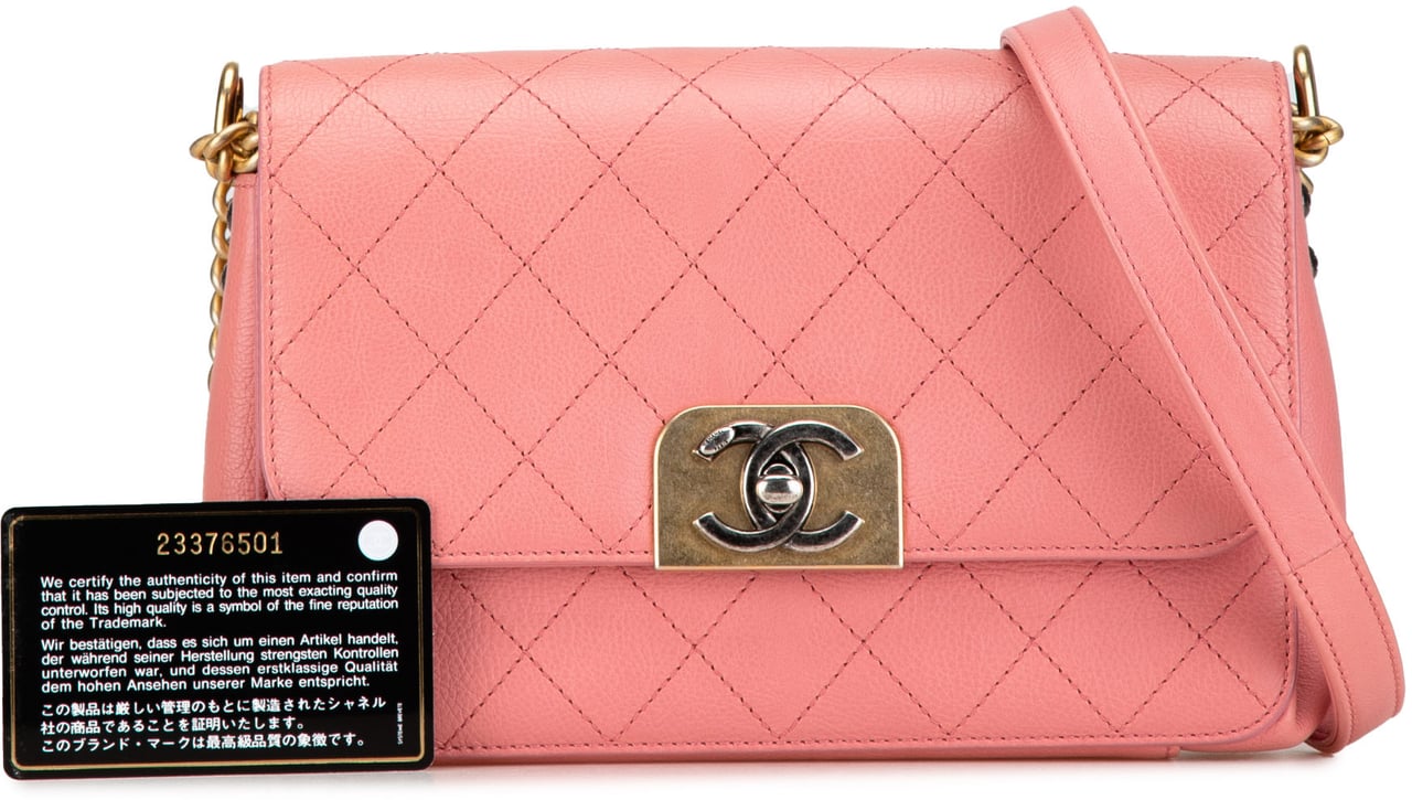 Chanel Quilted Calfskin Straight Lined Flap Roze