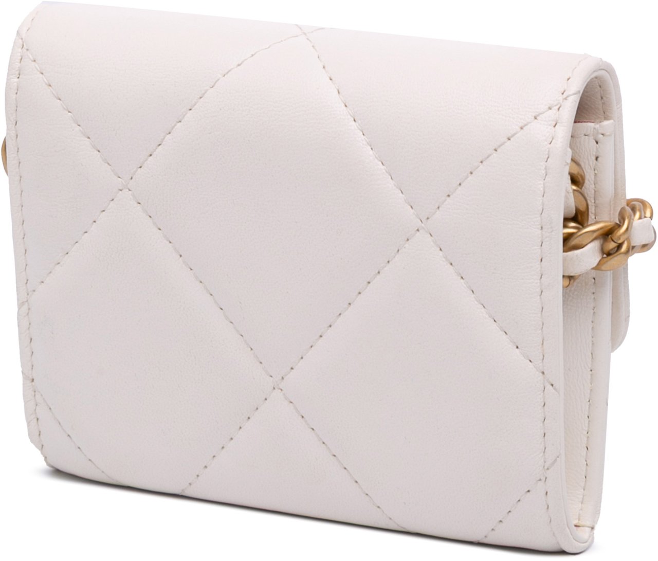 Chanel Quilted Lambskin Chanel 19 Card Holder On Chain Wit