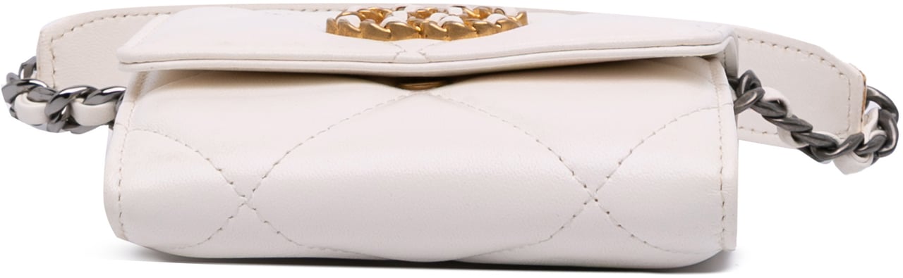 Chanel Quilted Lambskin Chanel 19 Card Holder On Chain Wit