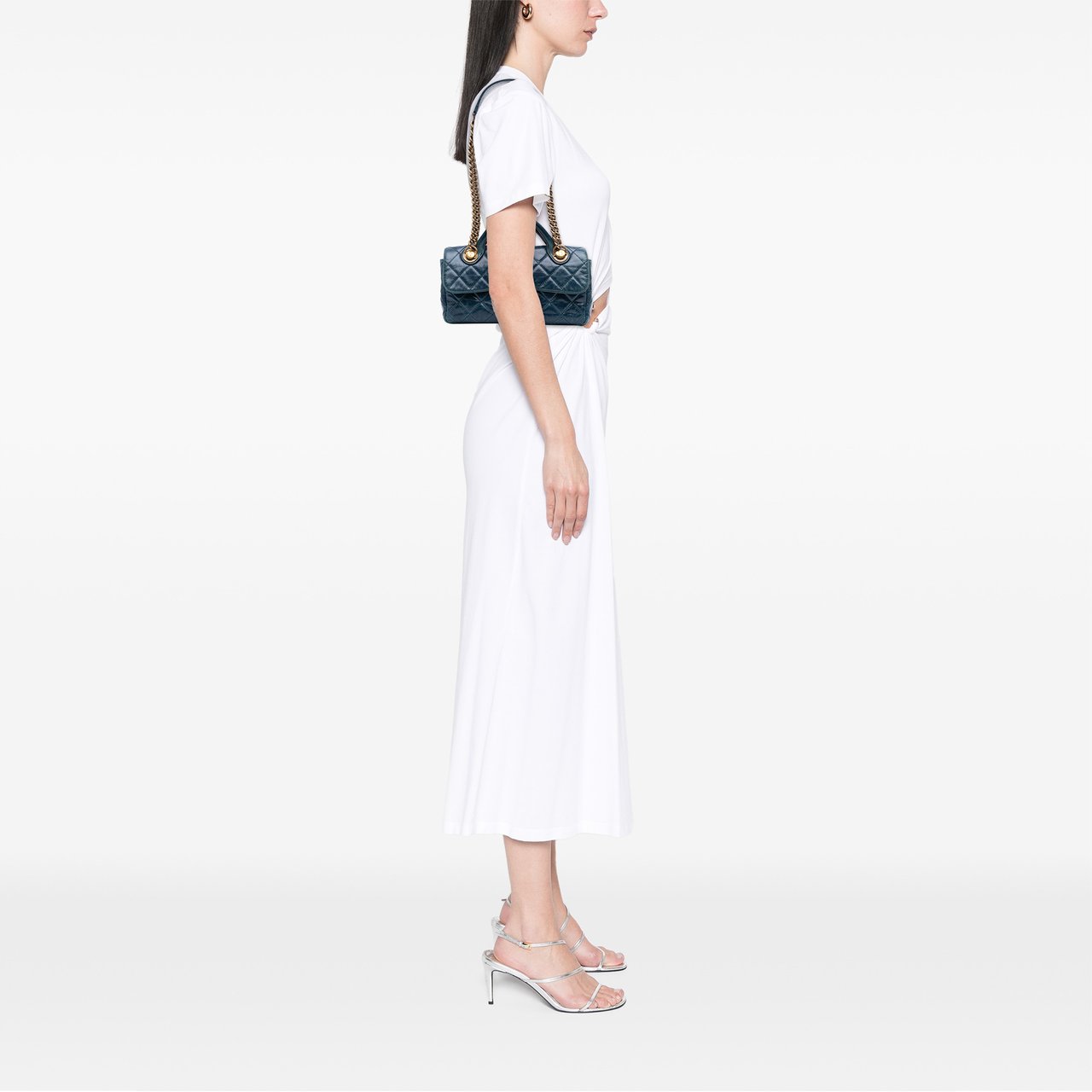 Chanel Small Glazed Calfskin Castle Rock Top Handle Flap Blauw