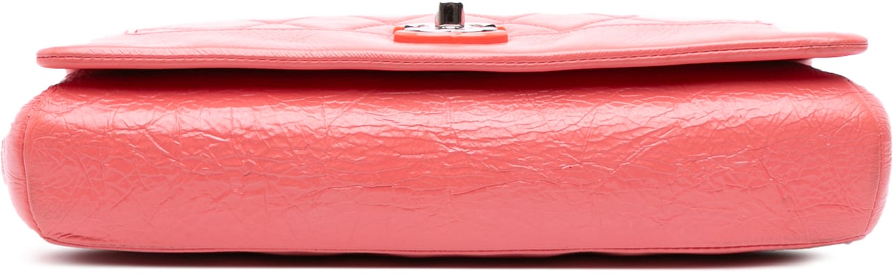 Chanel Crumpled Calfskin Bi Quilted Vintage Full Flap Roze