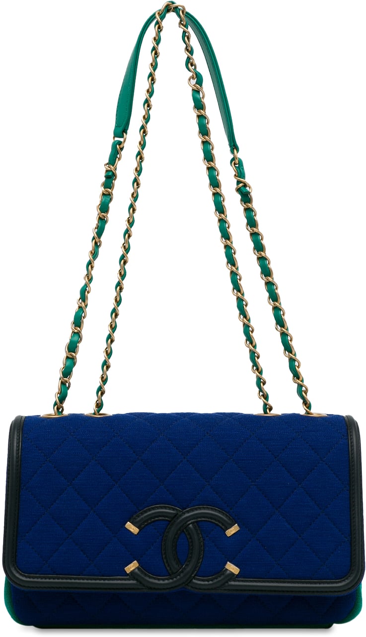 Chanel Small Jersey CC Filigree Flap Blauw