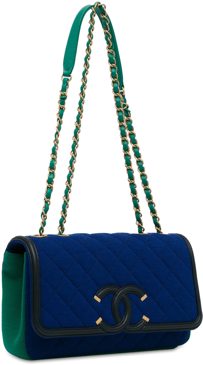 Chanel Small Jersey CC Filigree Flap Blauw