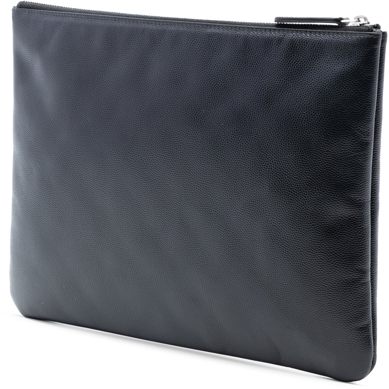 Chanel Medium Caviar Deauville Studded O Case Clutch Zwart