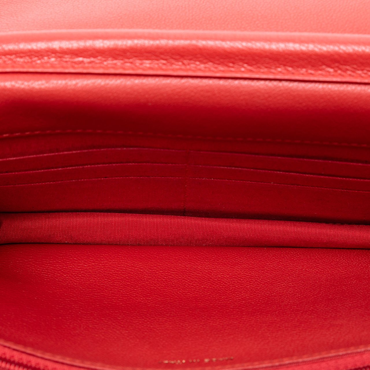 Chanel CC Diagonal Quilted Goatskin Wallet On Chain Rood