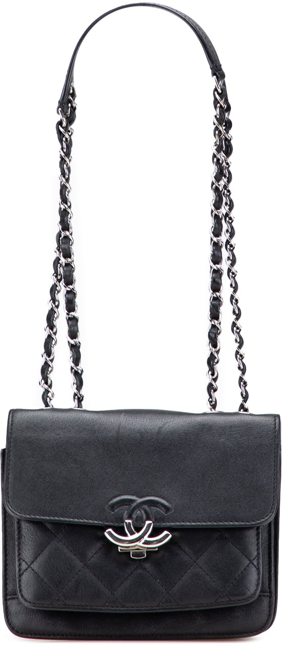 Chanel Small Quilted Goatskin CC Box Flap Zwart