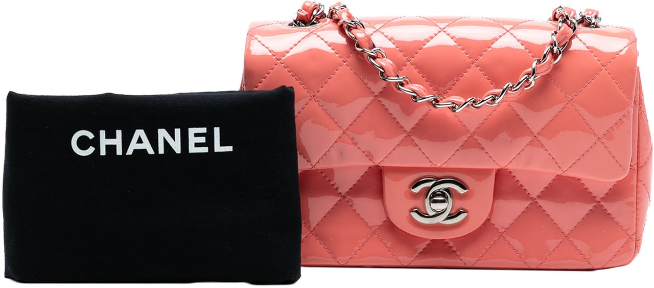 Chanel Mini Rectangular Classic Patent Single Flap Roze
