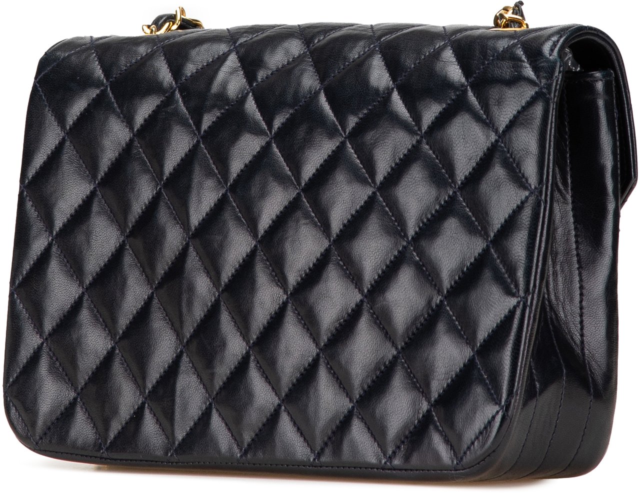 Chanel CC Quilted Lambskin Round Flap Blauw