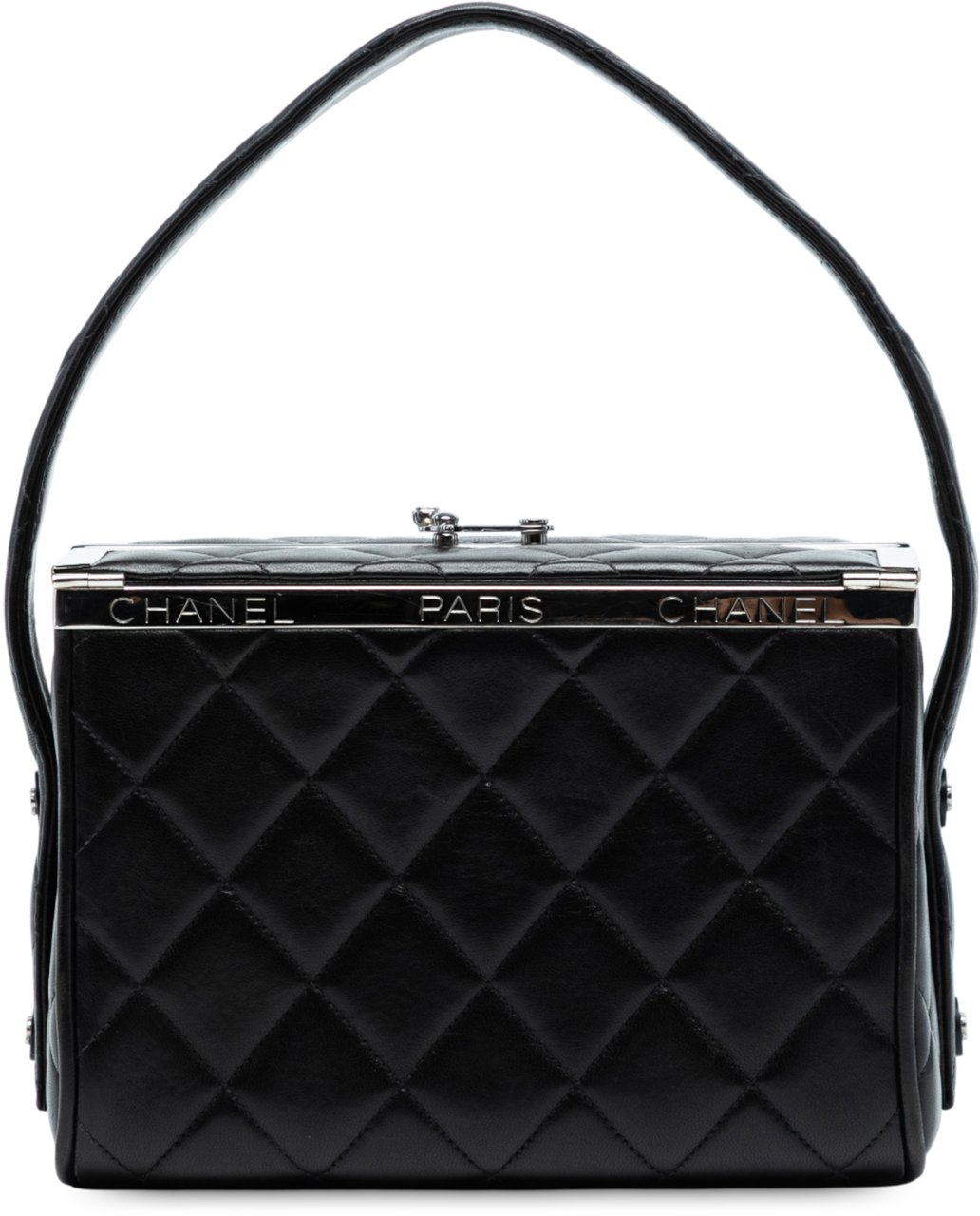 Chanel Quilted Lambskin Leather Box Bag Zwart