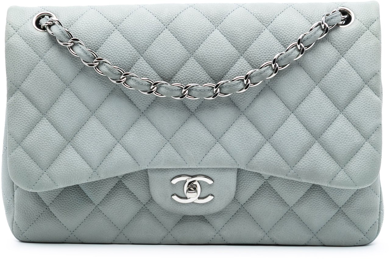 Chanel Jumbo Classic Caviar Double Flap Blauw