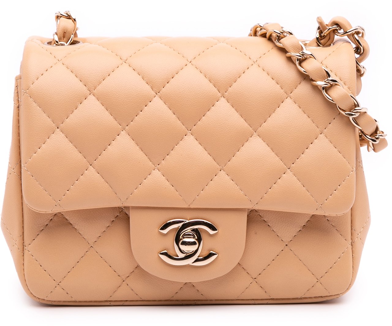 Chanel Mini Square Classic Lambskin Single Flap Bruin