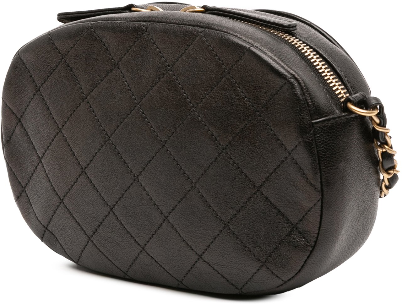 Chanel CC Quilted Lambskin Coco Midnight Camera Bag Zwart