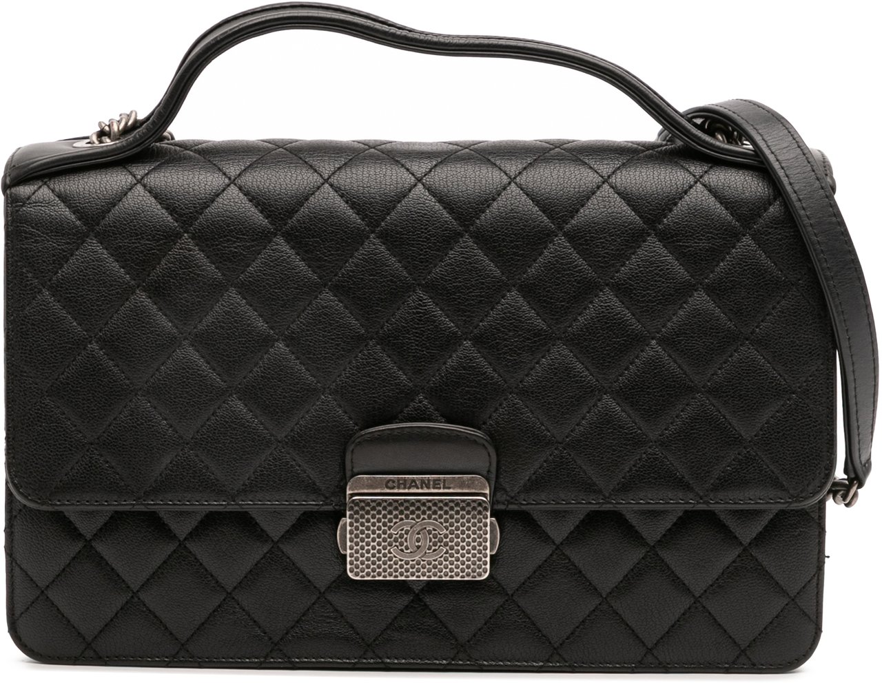 Chanel Medium Quilted Goatskin CC University Flap Zwart