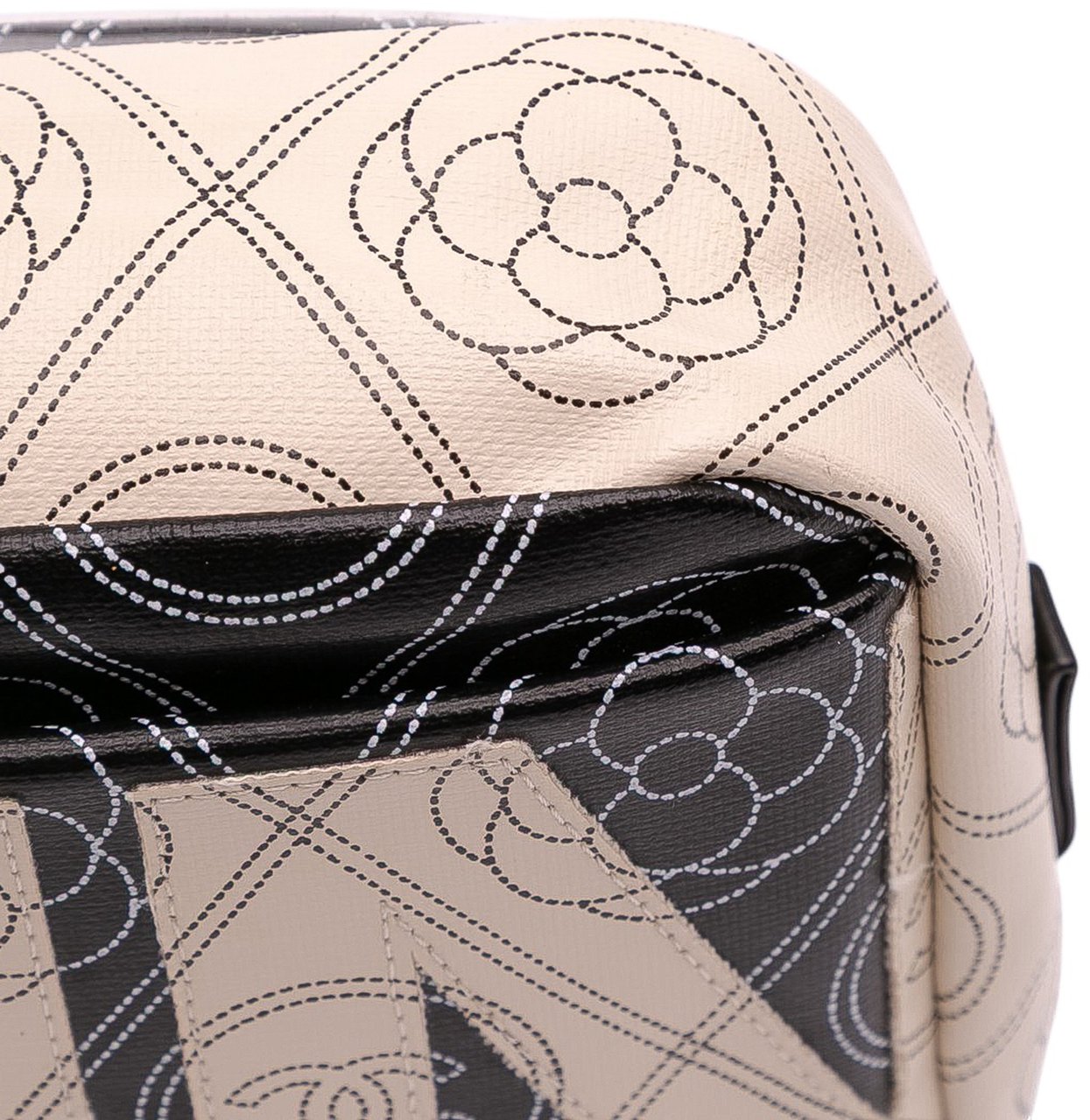 Chanel Coated Canvas Camellia Logo Camera Bag Zwart