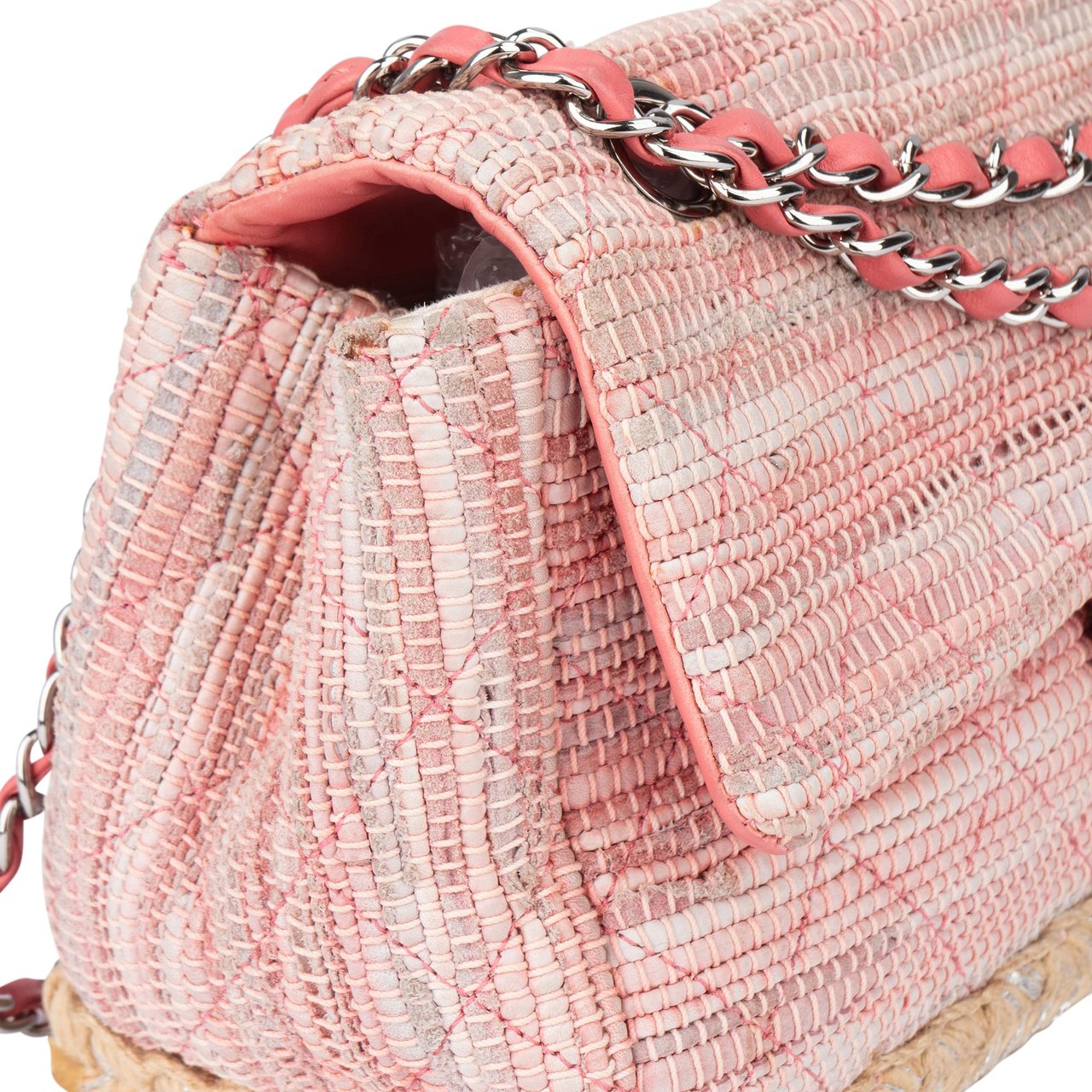 Chanel Chanel Quilted Tweed Palladium Espadrille Single Flap Crossbody Bag Divers