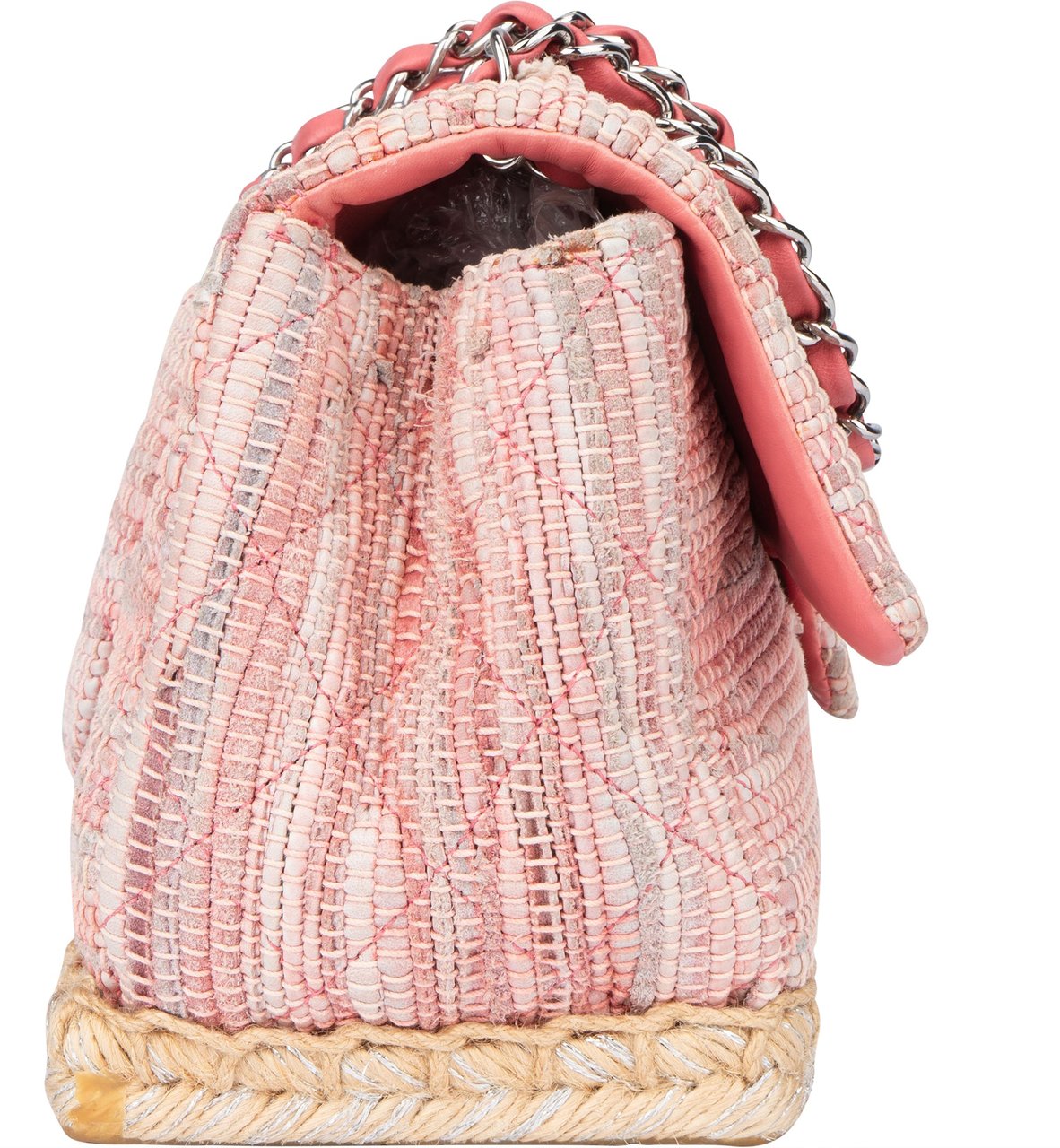 Chanel Chanel Quilted Tweed Palladium Espadrille Single Flap Crossbody Bag Divers