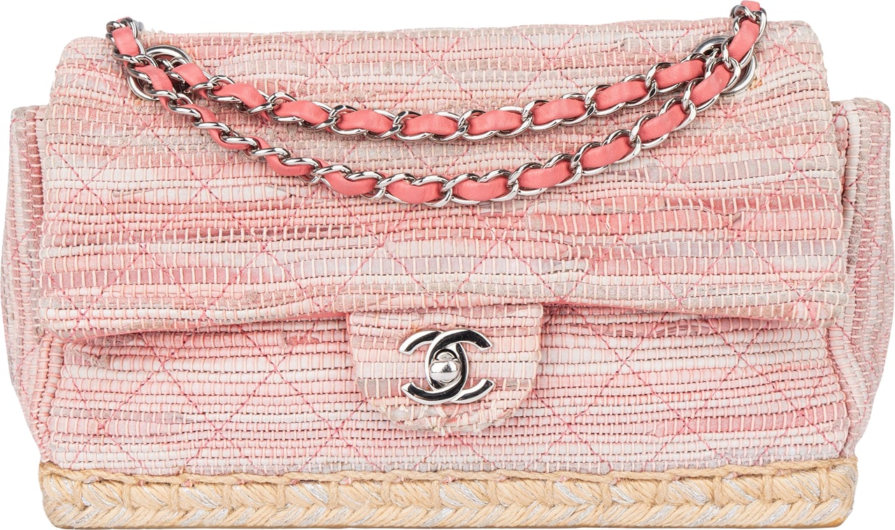 Chanel Chanel Quilted Tweed Palladium Espadrille Single Flap Crossbody Bag Divers