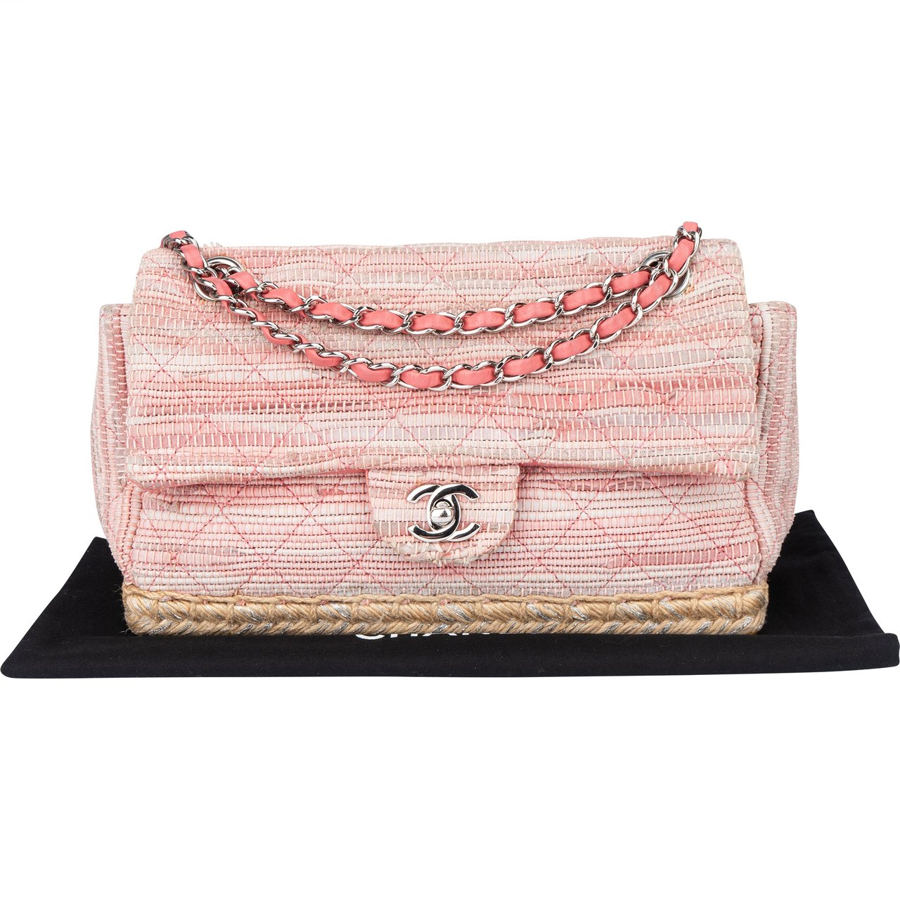 Chanel Chanel Quilted Tweed Palladium Espadrille Single Flap Crossbody Bag Divers