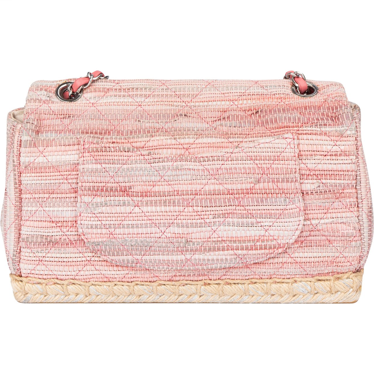 Chanel Chanel Quilted Tweed Palladium Espadrille Single Flap Crossbody Bag Divers
