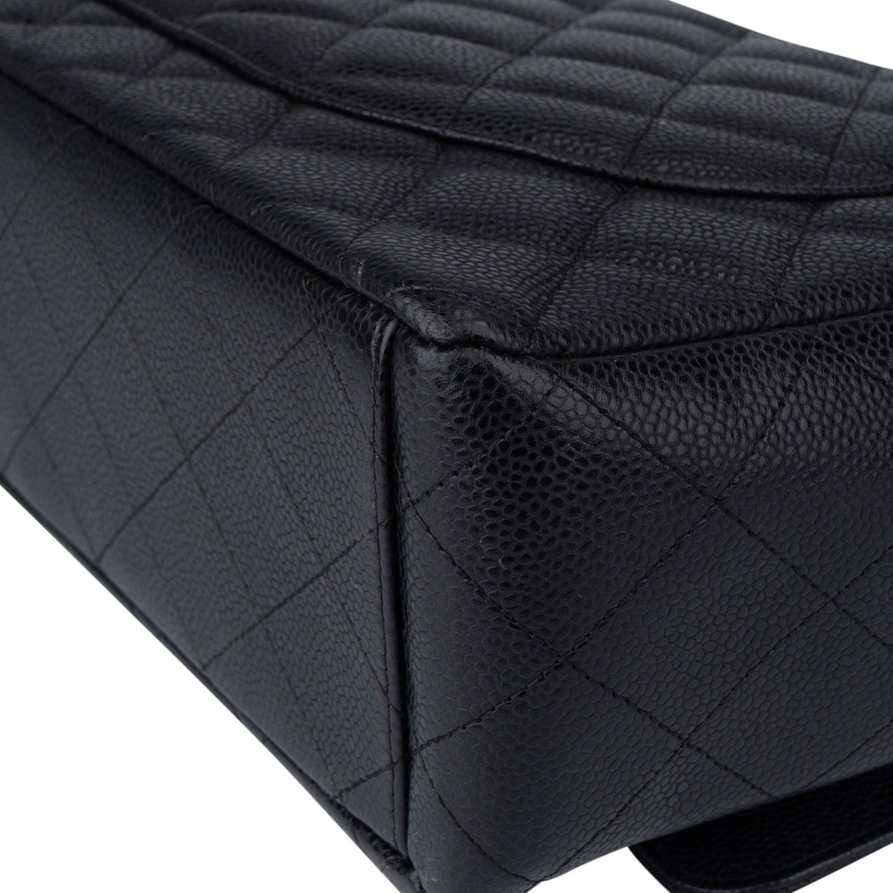 Chanel Chanel Quilted Caviar Leather Palladium Maxi Double Flap Crossbody Bag Divers
