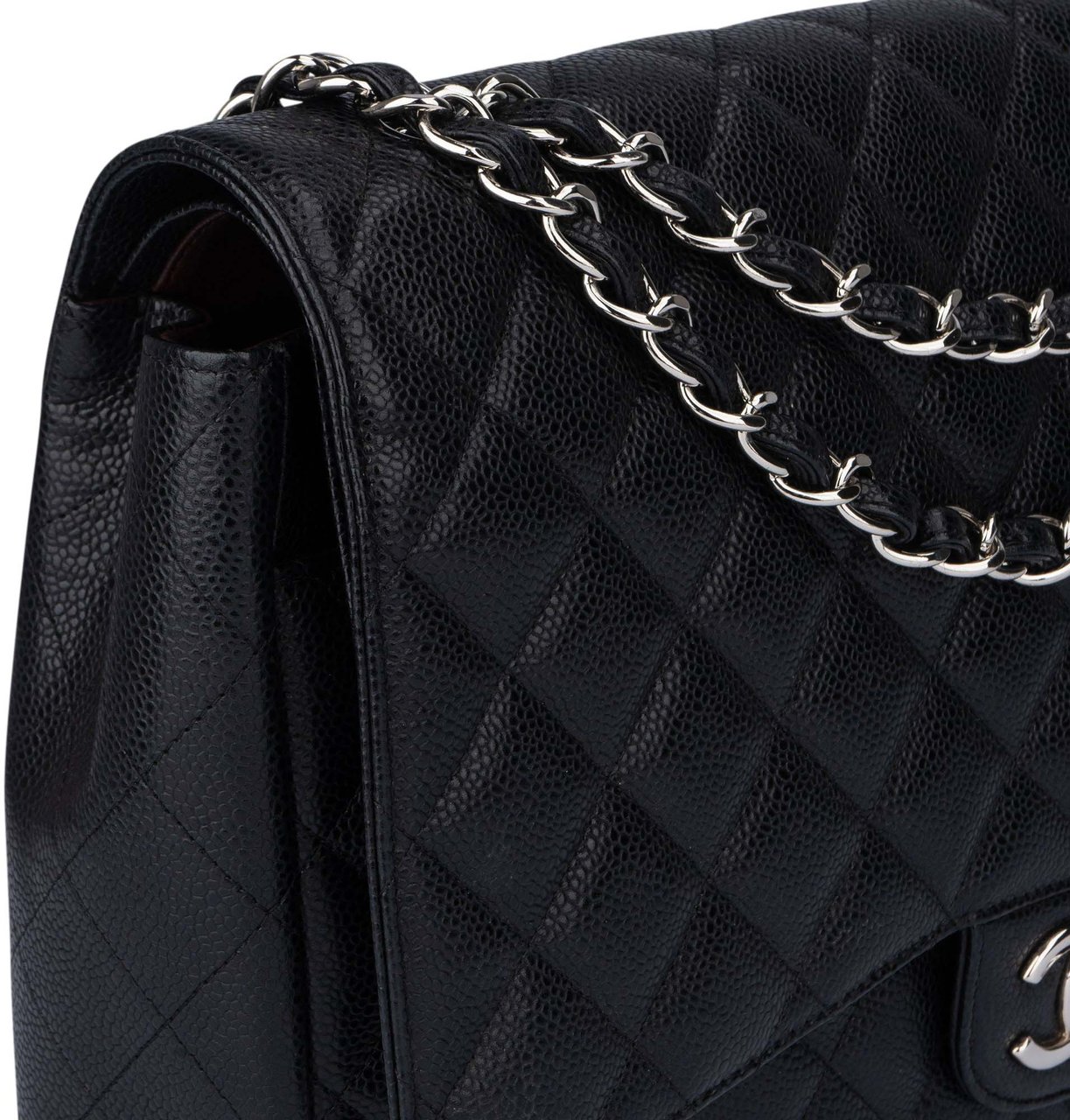 Chanel Chanel Quilted Caviar Leather Palladium Maxi Double Flap Crossbody Bag Divers