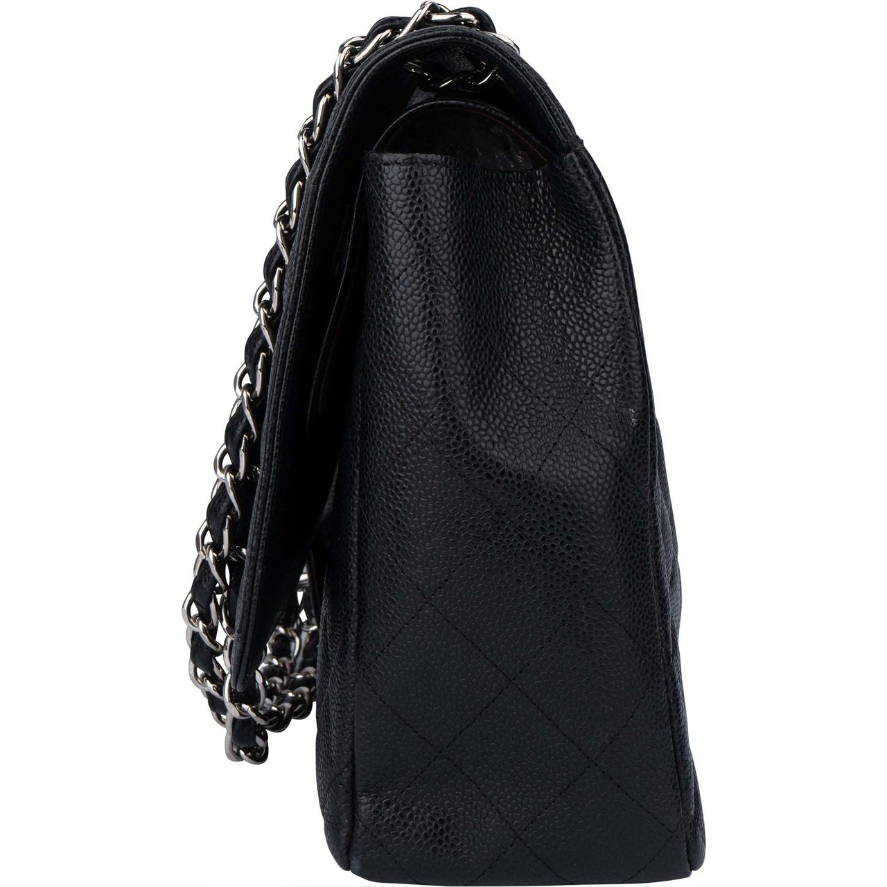 Chanel Chanel Quilted Caviar Leather Palladium Maxi Double Flap Crossbody Bag Divers