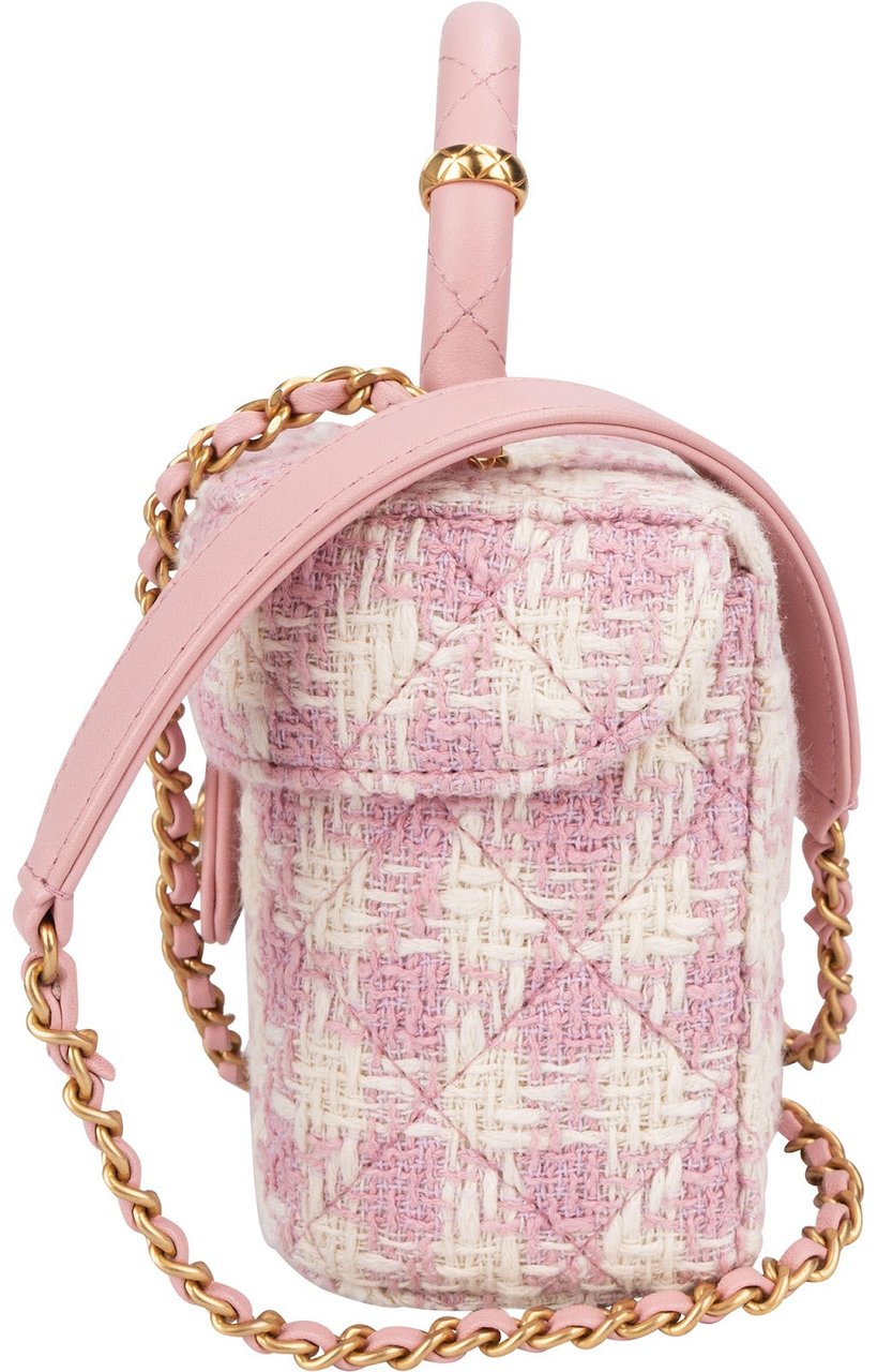 Chanel Chanel Quilted Tweed Top Handle CC Vanity Case Crossbody Bag Rood