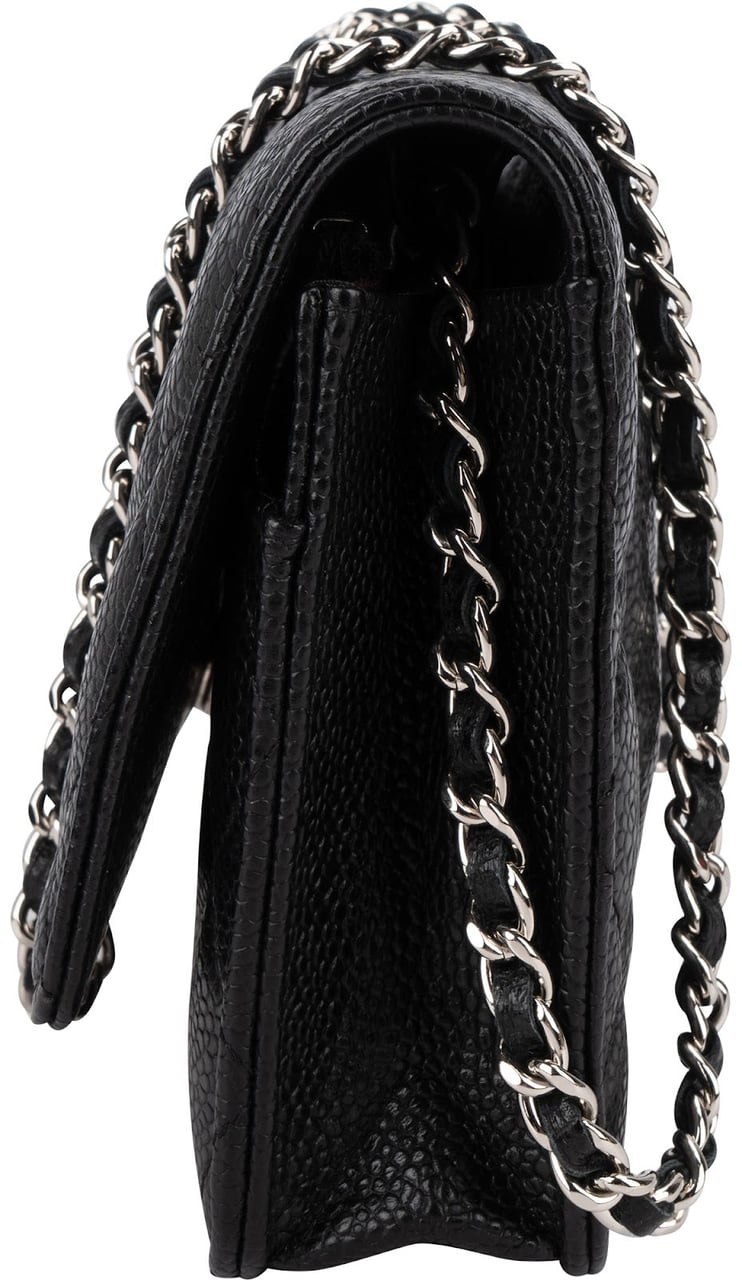Chanel Chanel Quilted Caviar Leather Wallet on Chain Crossbody Bag Zwart