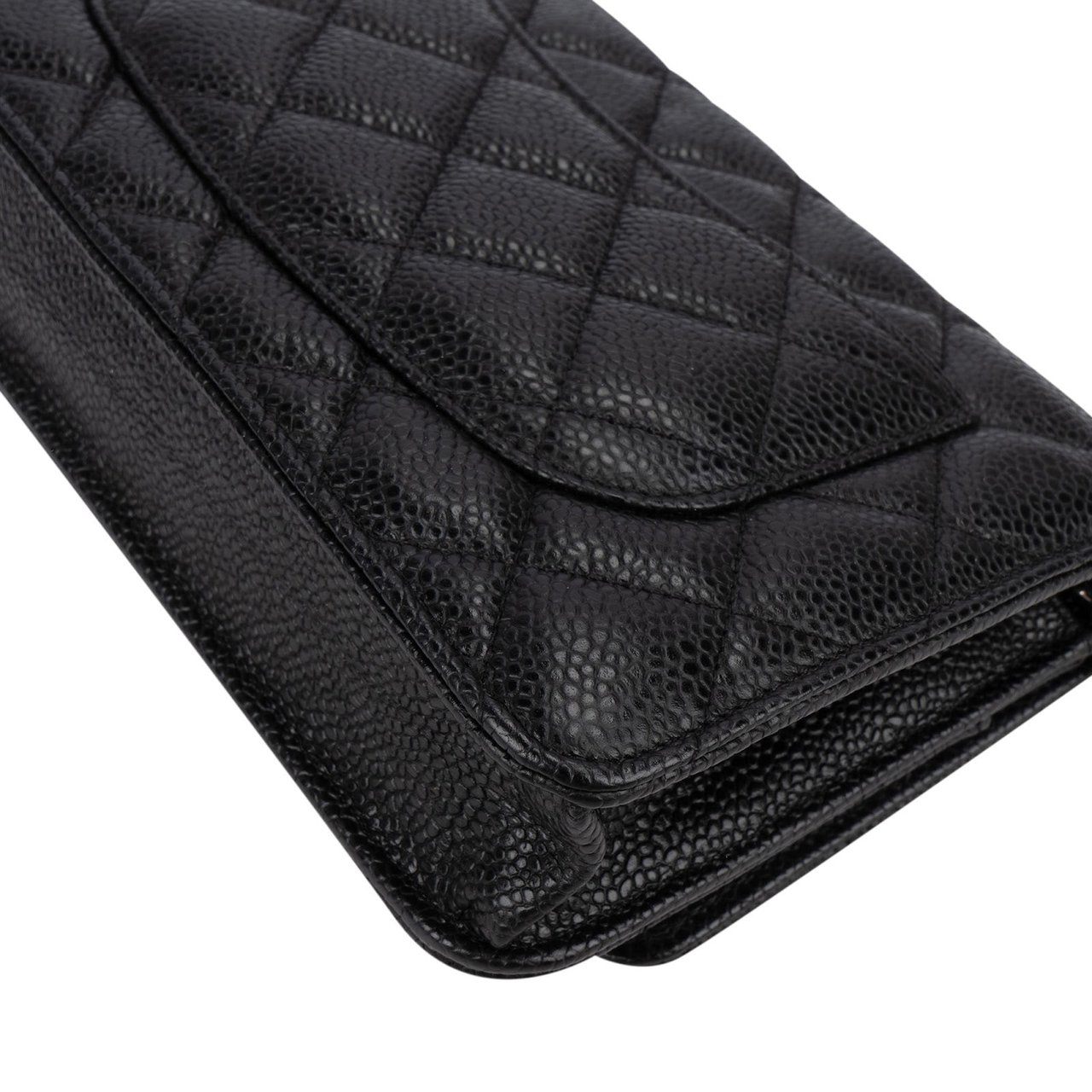 Chanel Chanel Quilted Caviar Leather Wallet on Chain Crossbody Bag Zwart