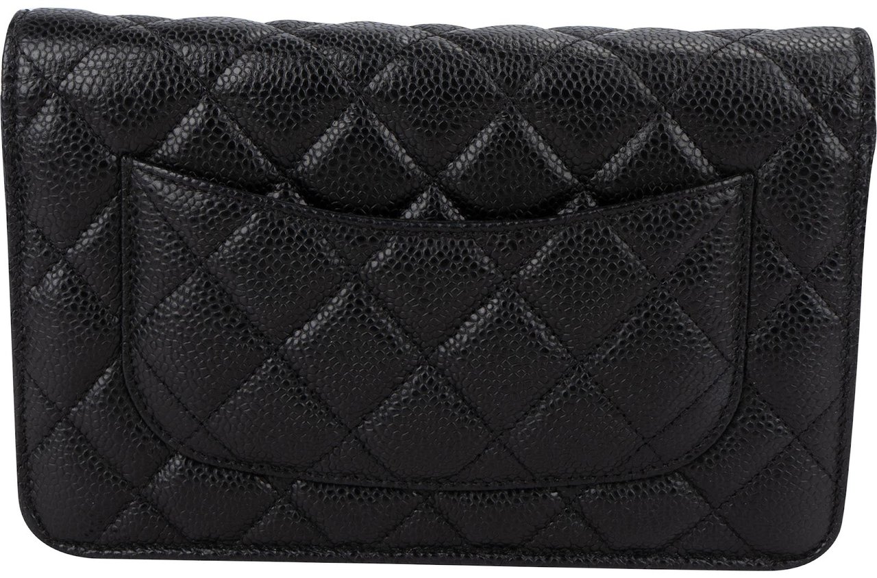 Chanel Chanel Quilted Caviar Leather Wallet on Chain Crossbody Bag Zwart