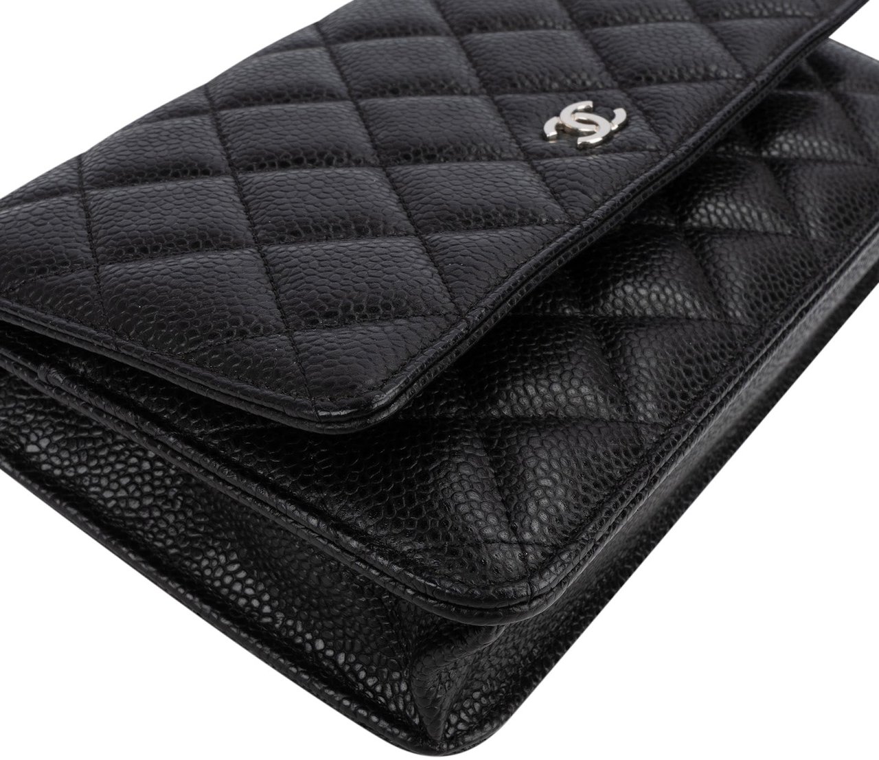 Chanel Chanel Quilted Caviar Leather Wallet on Chain Crossbody Bag Zwart