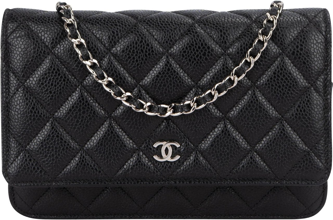 Chanel Chanel Quilted Caviar Leather Wallet on Chain Crossbody Bag Zwart