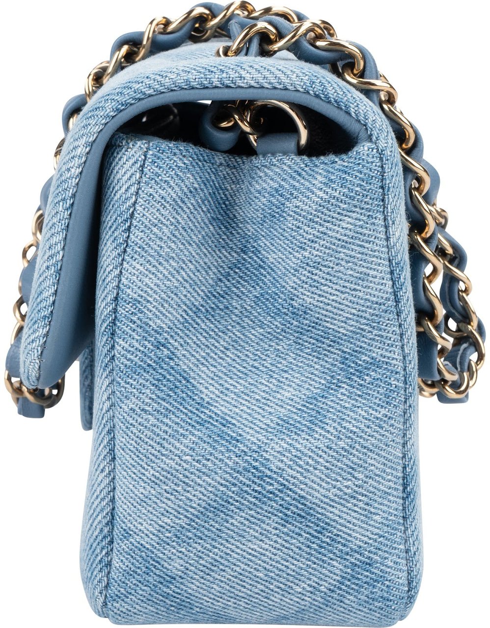 Chanel Chanel Quilted Denim Mini Rectangular Single Flap Crossbody Bag Blauw