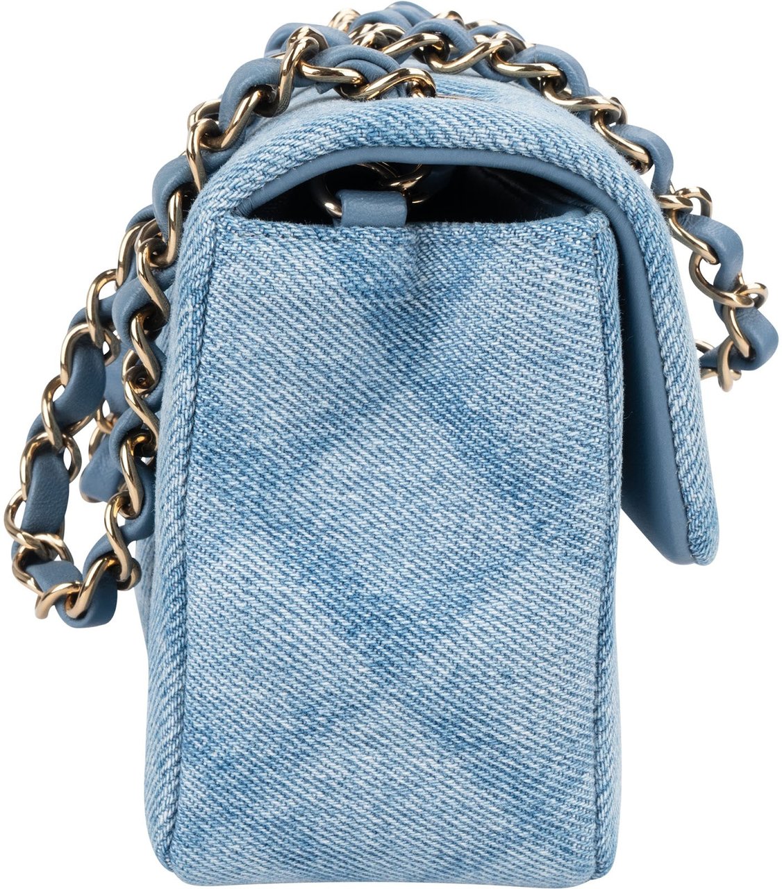 Chanel Chanel Quilted Denim Mini Rectangular Single Flap Crossbody Bag Blauw