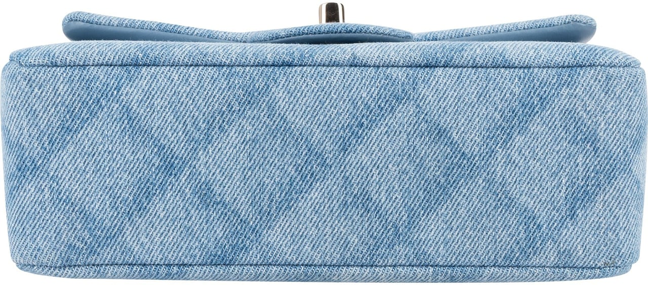 Chanel Chanel Quilted Denim Mini Rectangular Single Flap Crossbody Bag Blauw