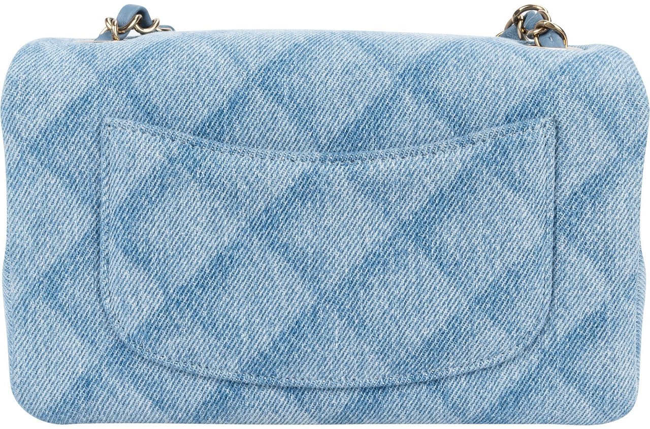 Chanel Chanel Quilted Denim Mini Rectangular Single Flap Crossbody Bag Blauw
