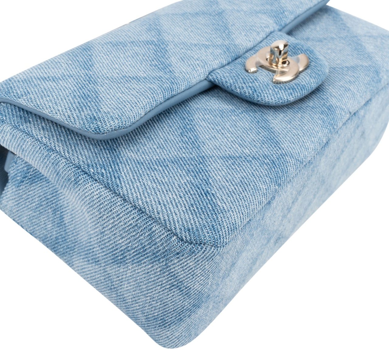 Chanel Chanel Quilted Denim Mini Rectangular Single Flap Crossbody Bag Blauw
