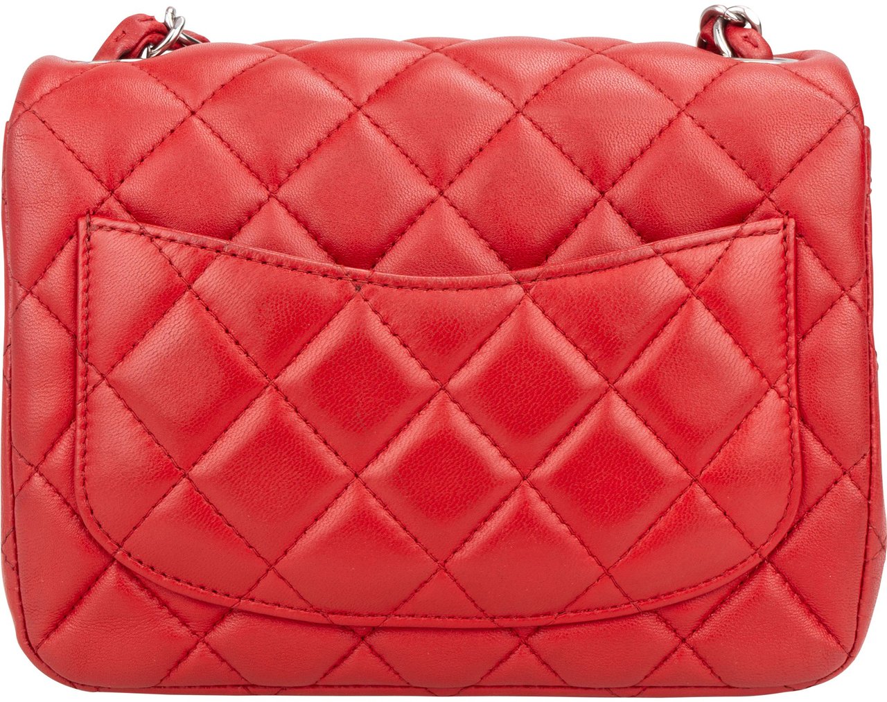 Chanel Quilted Lambskin Palladium Mini Single Flap Crossbody Bag Rood