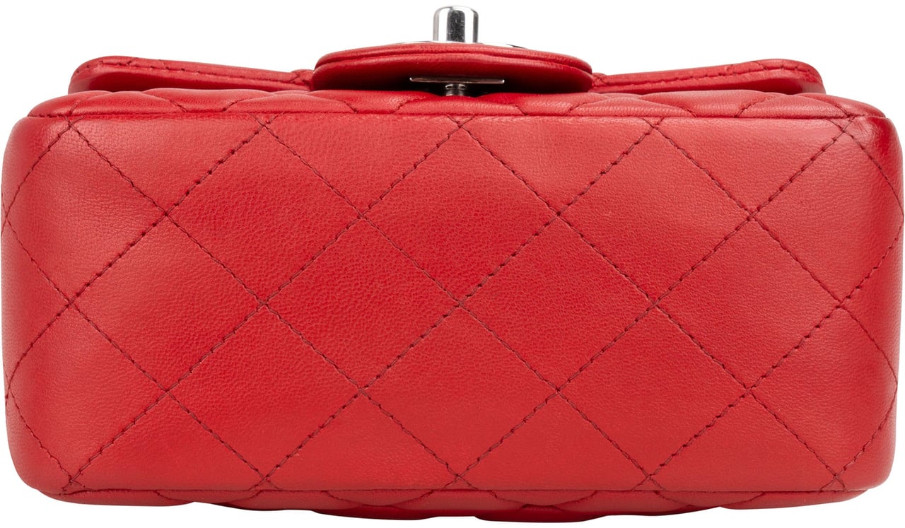 Chanel Quilted Lambskin Palladium Mini Single Flap Crossbody Bag Rood